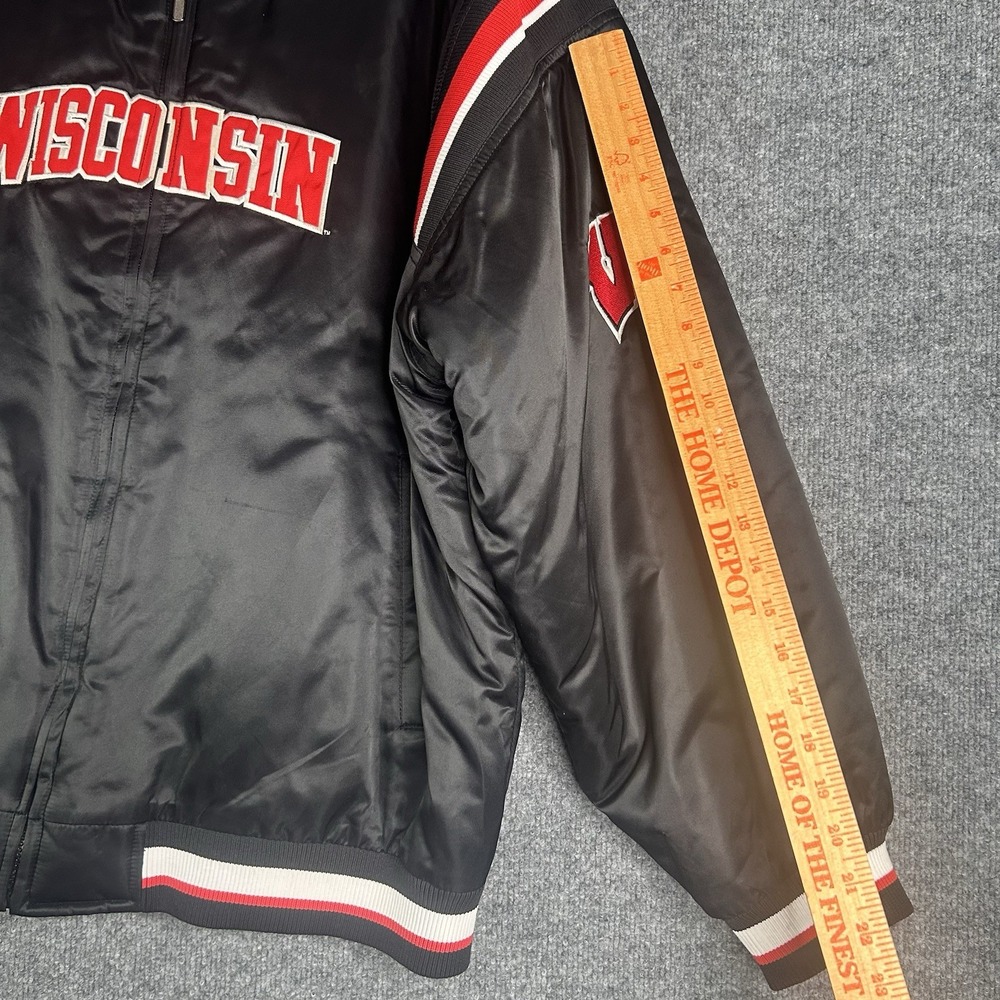 Vintage Wisconsin Badgers Bomber Jacket Mens Size Xl Multicolor - Picture 8 of 8